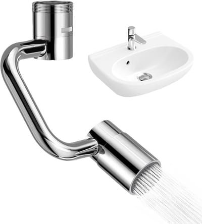 Kraan Verlenger - Draaibare Uitloop - Keuken Vergemakkelijken - 1440 Graden Rotatie - 5.31x3.35x0.98inch - Zilver