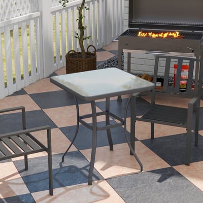 REDOM - Vierkante Bistrotunnel - Gehard Glas Met Waterpatroon - Metalen Frame - Zwart - 68,5 X 68,5 X 84 Cm