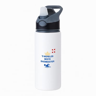 Hacebo® - 'S werelds beste badmeester waterfles met rietje zwart - Badmeester - Badmeesters - badmeesters - cadeau badmeester - zwemmen - zwemdiploma - cadeau - kado - gift - geschenk - vaderdag - lifeguard - water fles - 650ML