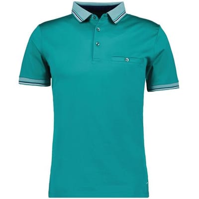 Ragman Polo Uni Contrast Detail Mercerized Cotton Emerald / male