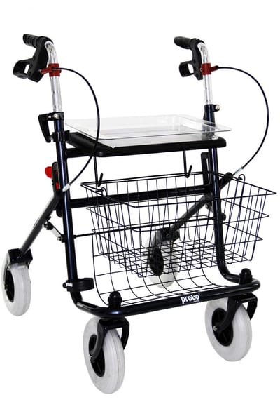 Premis Provo 2e Generatie Rollator – Lichtgewicht & Inklapbaar – Stevige Rollator met Zitje, Mandje & Remmen – Max. 120 kg – Metallic Zwart