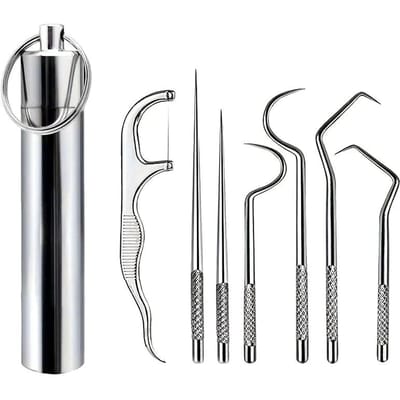 1 Set Roestvrij Staal Tandenstoker Set Tandzijde Herbruikbare Tandenstokers Handheld Tandenstoker Flosser Tanden Reiniger Mondverzorging Gereedschap