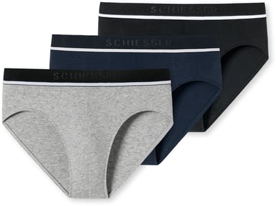 Schiesser Heren Rio Slip Organic - 3 pack - Zwart - Donkerblauw - Grijs Melange - Maat XXL