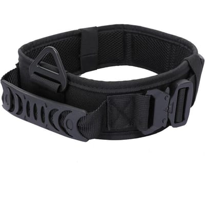 Collier tactique pour chien en métal réglable à double boucle Collier d'entraînement de luxe designer Chien Berger Allemand Pour chiens de taille moyenne et grande (Black,Adjustable Size) noir