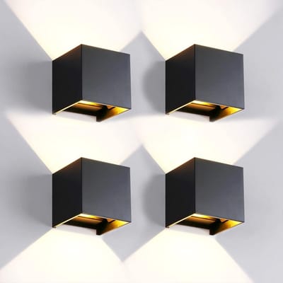Moderne Zwarte LED Wandlamp Binnen en Buiten 20W 4000K Neutraal Licht Vierkant Verstelbare Lichtbundel