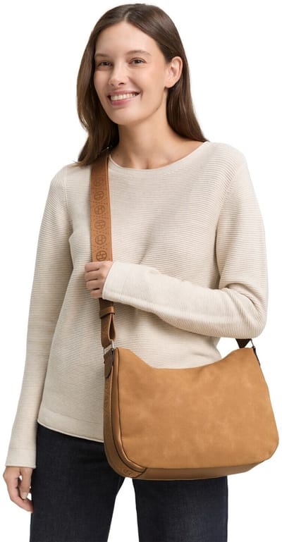 Tom Tailor - TTYARA S schoudertas met bedrukte geweven riem - Maat ONESIZE - camel / camel nature