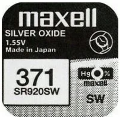 Maxell 371 / SR920SW zilveroxide knoopcel horlogebatterij 2 (twee) stuks