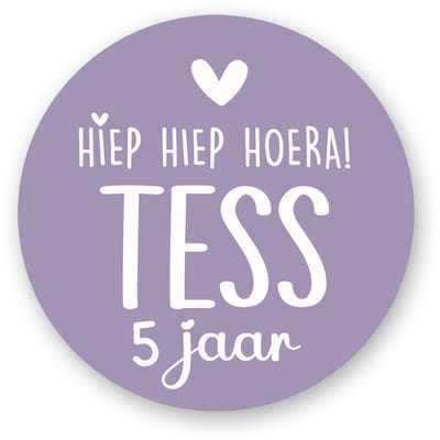 25x Traktatiestickers - HIEP HIEP HOERA - Paars met witte tekst - Gepersonaliseerd - Sluitstickers - Kinderfeest Traktatie - traktatiestickers Met Naam en Leeftijd- Uitdeeltraktatie - Traktatiestickers Pimp Studio