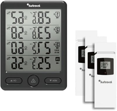 Draadloos Weerstation - Weer Monitor - Binnenklimaat Monitoren - Vier Locaties Tegelijk - 3 Sensoren - Wit