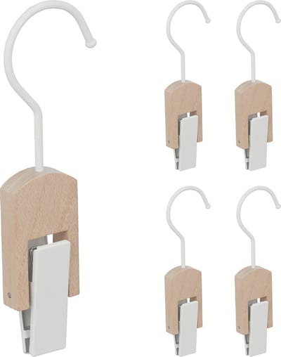 laarzenknijper - set van 5 - laarzenklemmen - metaal - hout - laarzen ophangen