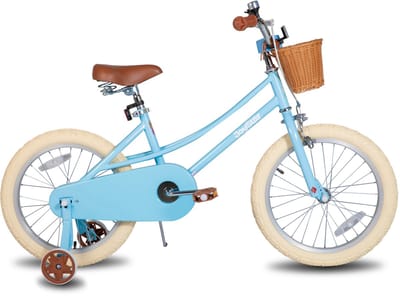 Joystar Fantasy Kinderfiets voor Meisjes - 18 Inch - Mand - Zijwieltjes - Bel - Handrem - Blauw - Geschikt voor buitenactiviteiten in de lente