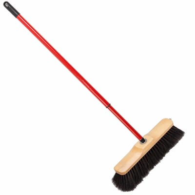 Beumag Houten binnenbezem - B28 cm - inclusief metalen telescoopsteel - rood - 80 tot 130 cm - Zachte kamerbezems