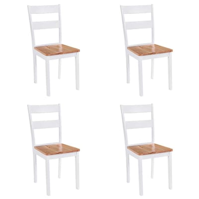 vidaXL - Eetkamerstoelen - 4 - st - massief - rubberwood - wit