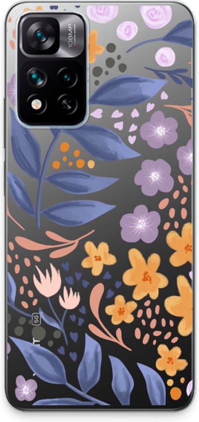 Case Company® - Hoesje geschikt voor Xiaomi 11i hoesje - Flowers with blue leaves - Soft Cover Telefoonhoesje - Bescherming aan alle Kanten en Schermrand