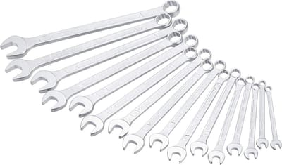 Combinatiesleutelset 16 stuks - 7 tot 24 mm met slanke kop en stevig T-profiel
