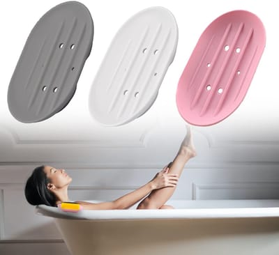 Dailygoody - Silicone Zeepdispenser - Makkelijk schoon te maken - Roze - Zeepbakje - Geschikt voor badkamer en keuken - 3 stuks