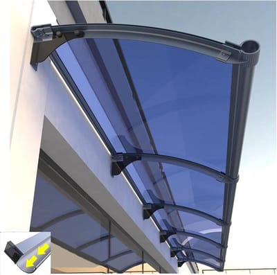 Metalen Deurluifel - Regenkap Buiten - Bescherming Entree - Dubbele Goot - 100x200 cm - Blauw Paneel
