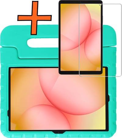 Hoesje - Geschikt voor Samsung Galaxy Tab A11 Plus - Met Screenprotector - Kinderhoes Shockproof Bumper - Kidsproof Case - Tablet Hoes - Kinder Hoes Cover - Turquoise
