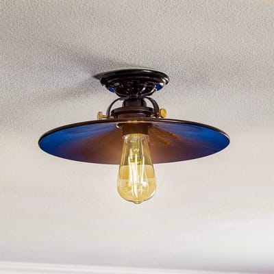 Ferroluce Plafondlamp Edoardo zwart keramiek, 31 cm