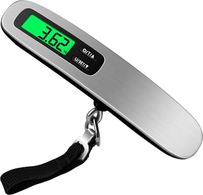 New Age Devi - Digitale kofferweegschaal bagageweegschaal voor reiskoffer keuken vissen 50 kg 110 lb hangweegschaal digitale weegschaal visweegschaal zilverazuurblauw - Afgebroken