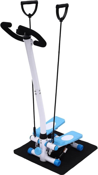 Stapmachine met handvat - Thuis fitness - Lichaamsvorming - Stil hydraulisch systeem - 150 kg belasting - Blauw-wit