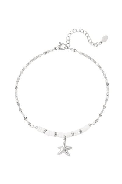 Enkelbandje Kralen Zeester - Zilver - Stainless Steel - Waterpoof