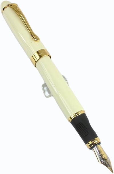 Elegante witte vulpen met gouden clip, ideaal voor schrijven, tekenen en kantoorgebruik