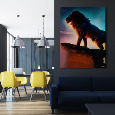 Kanwall - Schilderij - Luxe Woonkamer Slaapkamer Leeuw Design Art ** Dik! Effect** - Multicolor - 100 X 75 Cm