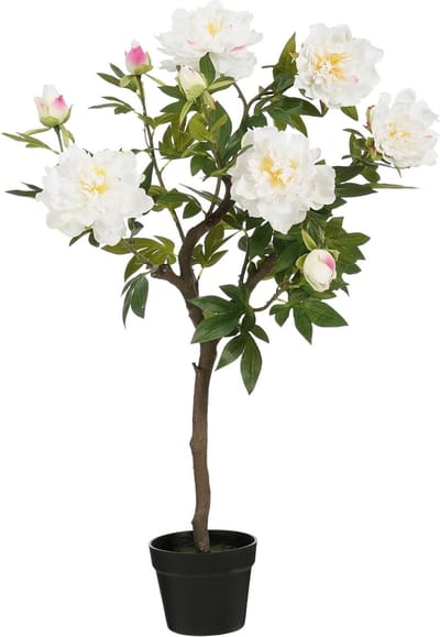 Mica Decorations Kunstbloem Peony - 40x50x96 cm - Polyester - Wit