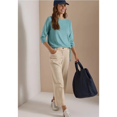 Shirt met lange mouwen, boothals en trekkoord