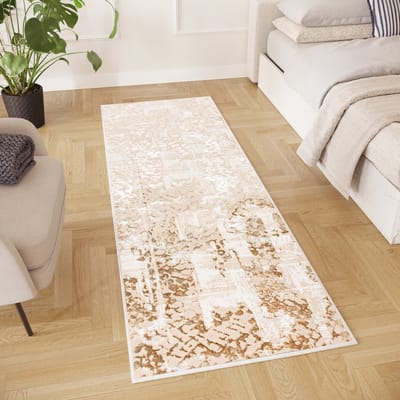 Tapiso Crystal Loper Tapijtloper Bruin Laagpolig Vloerkleed Maat- 70x100