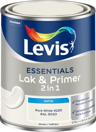 Levis - Essentials Lak & Primer - Pure White (Ral 9010) - 0,75 L