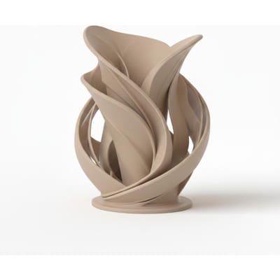 Beige decoratieve spiraalvormige sculpturale vaas voor droogbloemen