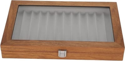 Elegante Vitrine Opbergdoos voor 12 Pennen met Transparant Venster - Duurzaam en Stijlvol voor Thuis en Tentoonstellingen, 34 x 24 x 8 cm
