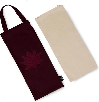 Katoenen Yogatas - Zandzak Cover - Verdiepen Rekoefeningen - Ritssluiting Binnenzijde - 42x18 cm - Bourgondië
