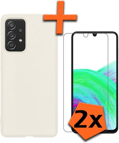 Hoes - Met 2x Screenprotector - Geschikt voor Samsung Galaxy A33 - Sterk & Shockproof - Back Cover - Siliconen Case - Telefoon Hoes - Wit