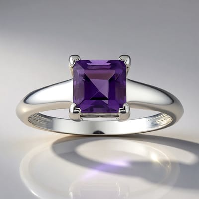 Cavill - 925 Sterling Zilveren Ring - Geplatineerd - Marokkaanse Amethist 1,079 ct - Hoek Trapgeslepen - Elegante Paarse Edelsteen Ring