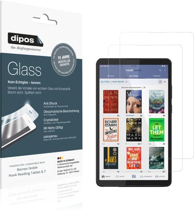 dipos – 2x Pantserfolie geschikt voor Barnes Noble Nook Reading Tablet 8.7 | 9H Screenprotector