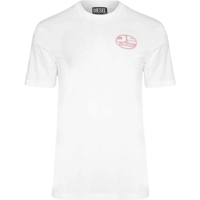 Diesel ovaal DS-logo helderwit T-shirt