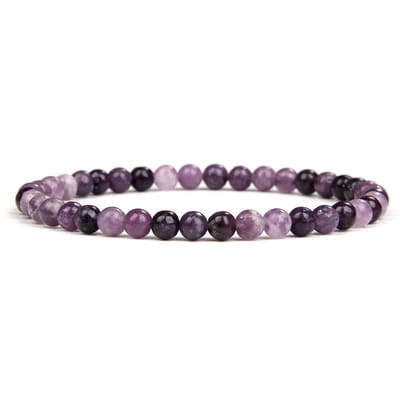 Bixorp Gems Paarse Mica Chalcedoon Edelsteen Armband 4mm - Edelstenen Kralenarmband - Spiritueel Cadeau - 18cm