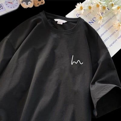 T-shirt à manches courtes en pur coton pour hommes, nouveau vêtement d'été pour couple, polyvalent, à manches courtes, tendance, marque, ample, décontracté 3XL black