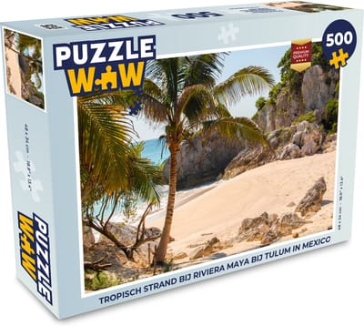 Puzzel Tropisch strand bij Riviera Maya bij Tulum in Mexico - Legpuzzel - Puzzel 500 stukjes