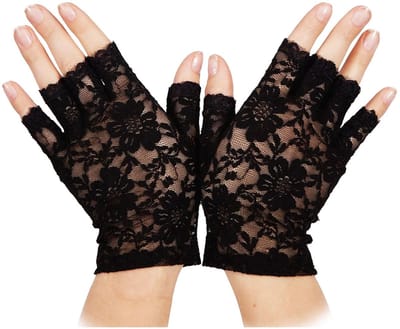 Dailygoods- Handschoenen Dames Korte Kanten - Vintage Gothic - Zwart - Halve Handschoenen - 17 x 10 cm - Elegant Patroon - Vingerloze Handschoenen