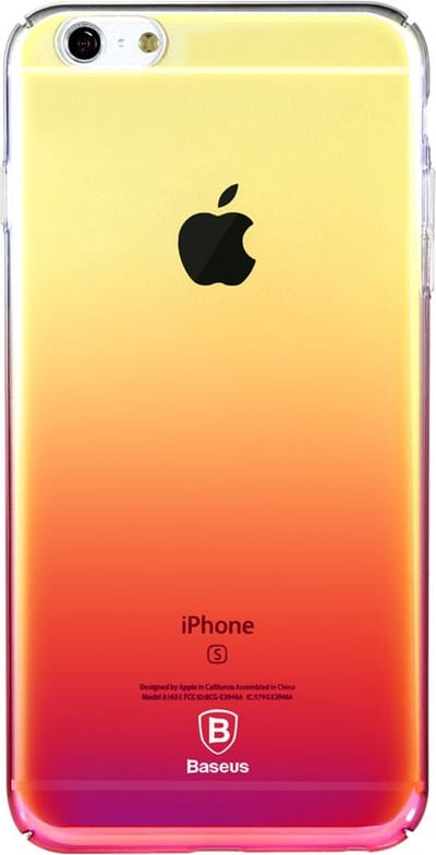 Baseus Glaze Doorzichtig Gradient hoesje geschikt voor iPhone 6 6s case - Geel Roze Transparant