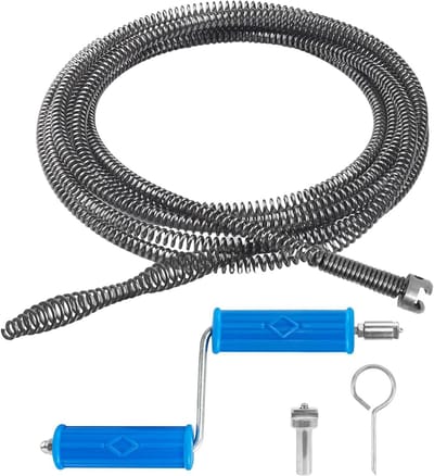 Allecto Plus - Professionele Rioolontstopper met zwengel en booradapter - 5 m lengte, 10 mm diameter - Ontstopper voor toilet, wastafel en badkamerafvoer