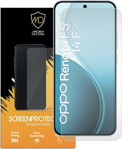 MobyDefend Screenprotector - Geschikt voor Oppo Reno14 F / Oppo Reno14 FS - Case-Friendly Screensaver - Gehard Glas
