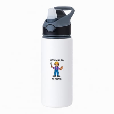 Hacebo® - Later word ik metselaar waterfles met rietje zwart - Bouwvakker - Baby's - cadeau voor een baby - cadeau voor een peuter - kraamcadeau - bouwvakker - timmerman - werken in de bouw - stukadoor - water fles - 650ML