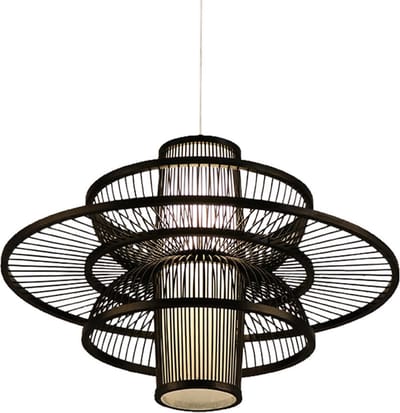 Fine Asianliving Bamboe Hanglamp Zwart Handgemaakt - Nathan D50xH35cm