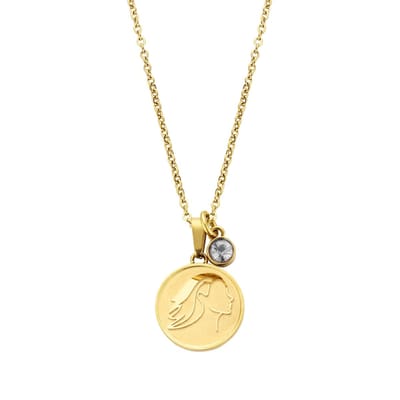 CO88 Collection Zodiac 8CN-26081 Stalen Collier met Hanger - Sterrenbeeld Maagd - Lengte 42 + 5 cm - Goudkleurig