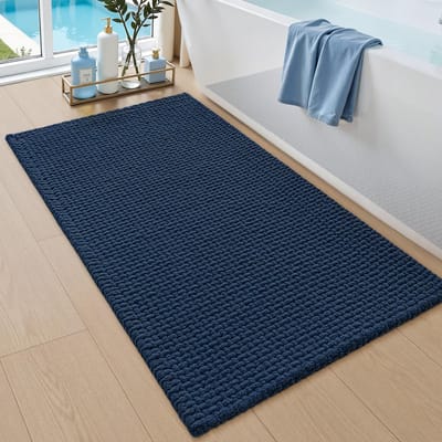 Badmat 60 x 90 cm, Absorberend en Antislip Badmatten, Zacht en Snel Droog, Machinewas Badtapijt voor Badkamer, Bad en Douche, Blauw